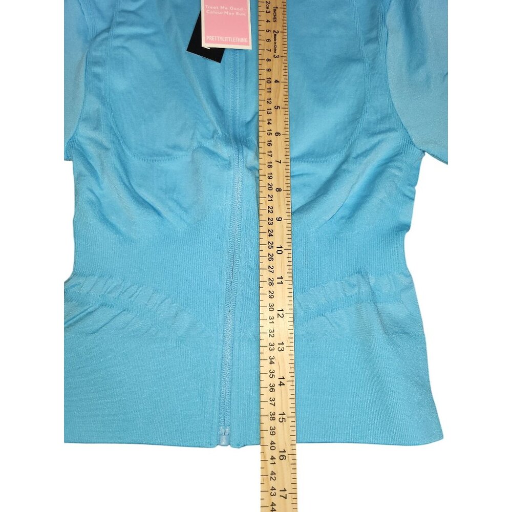 PrettyLittleThing Bright Blue Sport Seamless Bust Detail Zip-Up Jacket Size L - Picture 7 of 8